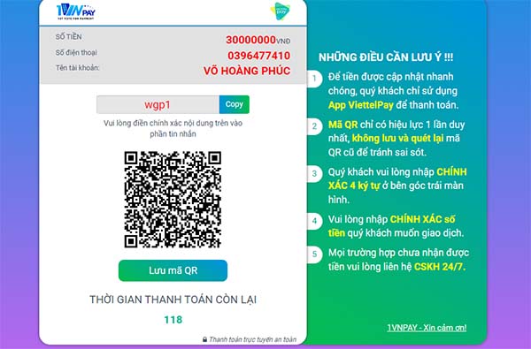 Cách gửi tiền vào Vn88 bằng ví điện tử Viettelpay - V9bet - Nakidu