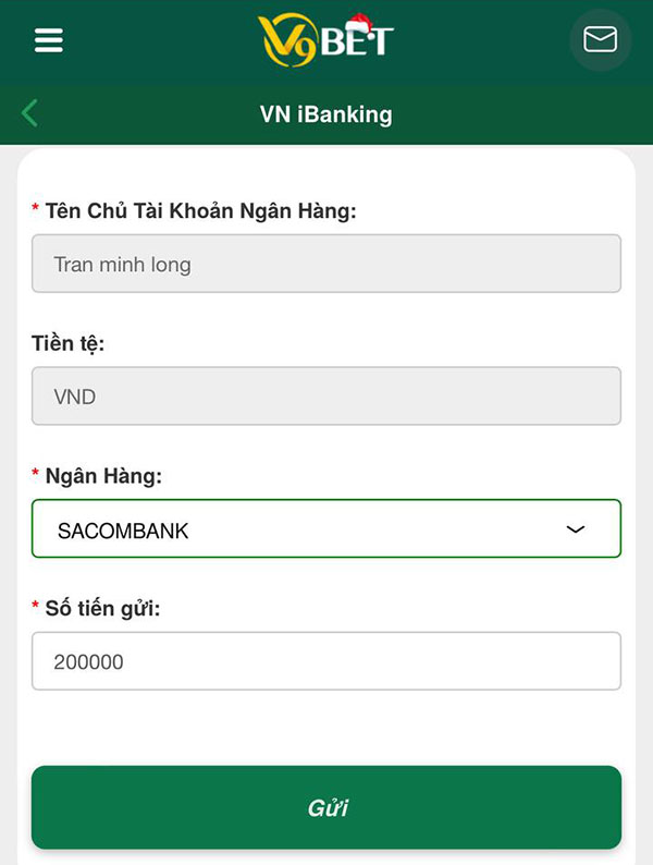 Gửi tiền V9bet - Cách Gửi tiền vào tài khoản V9bet chi tiết - Nakidu Gửi tiền V9bet - Cách Gửi tiền vào tài khoản V9bet chi tiết - Nakidu